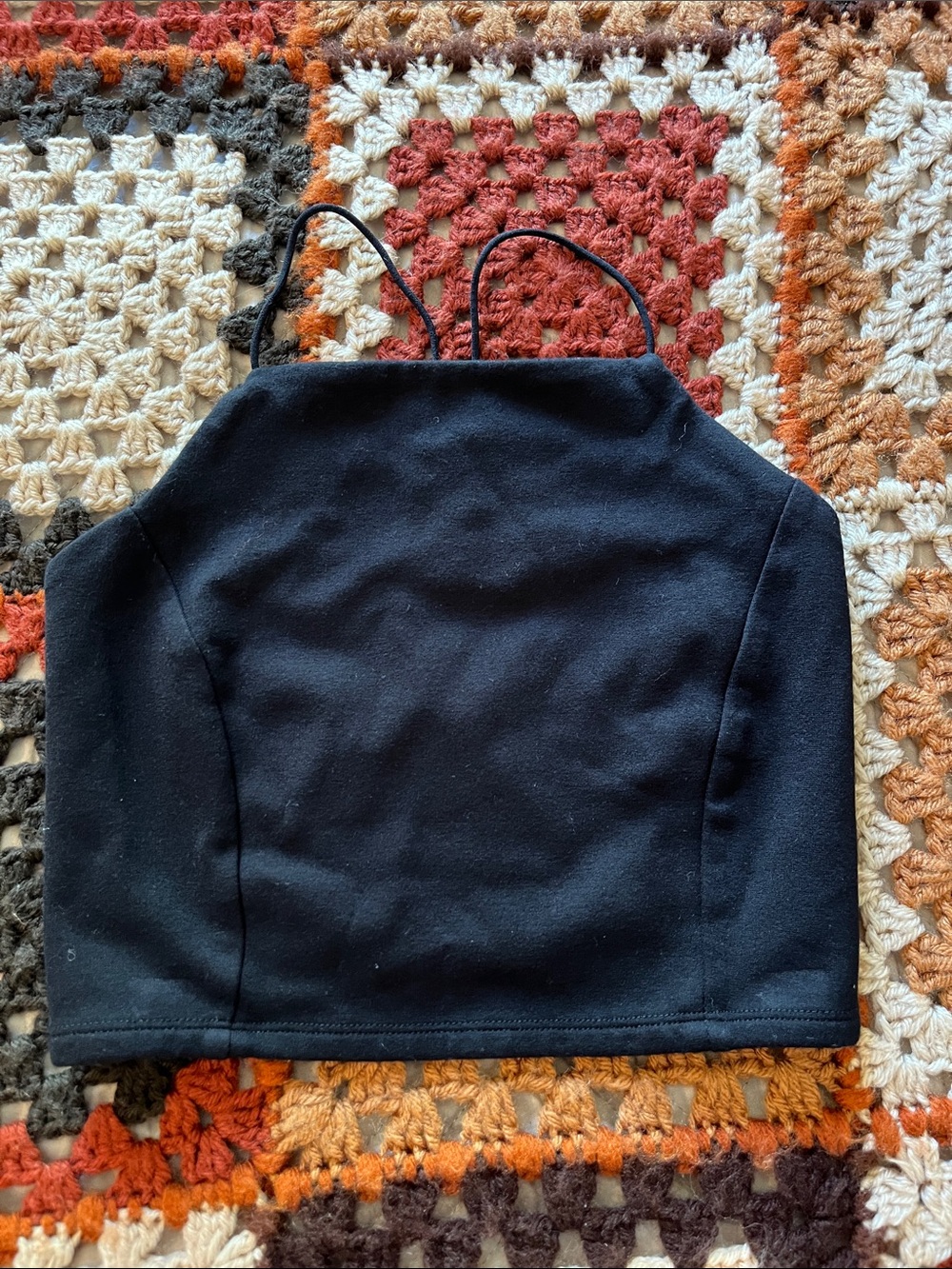 Garage Black Cropped Spaghetti Strap Top